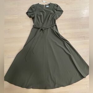 Calvin Klein midi calf length olive green dress size 4